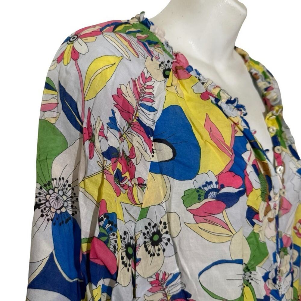 Talbots 100% Cotton Lightweight Floral Colorful Long Sleeve Top Shirt sz XL - Picture 6 of 14